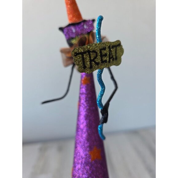 Pier 1 glitter cat witch Halloween metal statue figurine - Picture 8 of 9